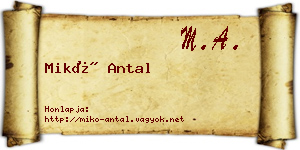 Mikó Antal névjegykártya